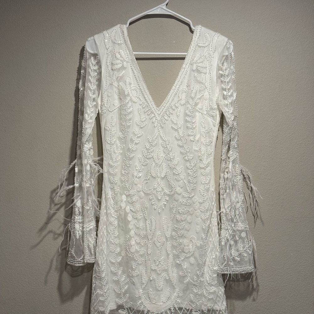 12th Tribe Ivory Embroidered Long Sleeve Dress